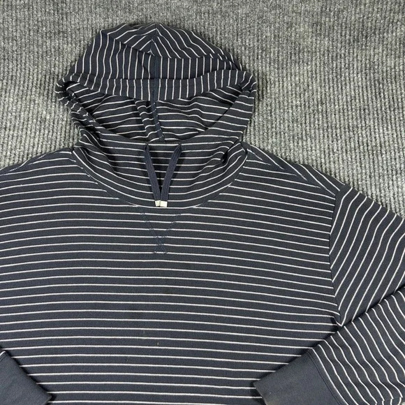 L.L. Bean Hoodie Women's XL Blue White Striped Waffle Knit Long Sleeve - Picture 2 of 7